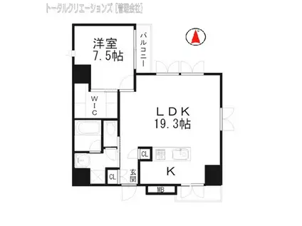 クレグラン天満(1LDK/9階)の間取り写真