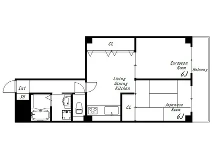 ラフレイズ本町(2LDK/3階)の間取り写真