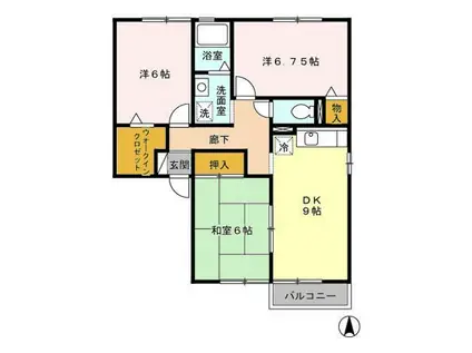 プレミールカドマ(3DK/1階)の間取り写真