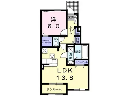 Nゲート XV(1LDK/1階)の間取り写真