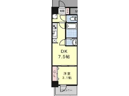 アドバンス神戸レイソレ(1DK/6階)の間取り写真