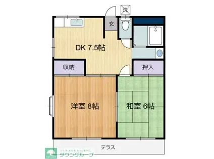 シャルマンR(2DK/2階)の間取り写真