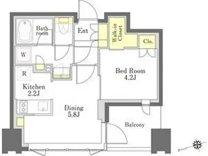 びゅうリエットグラン新宿戸山(1DK/3階)の間取り写真