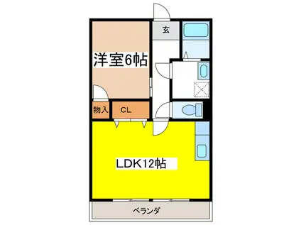 アメニティーヒルズこいわい(1LDK/1階)の間取り写真