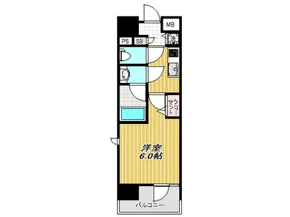 ガーラ・グランディ五反田(1K/4階)の間取り写真