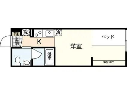 ゼフィルIII(1K/1階)の間取り写真