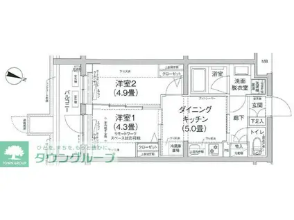 ルフレ田園調布南(2DK/3階)の間取り写真