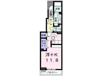 高松琴平電鉄長尾線 林道駅 徒歩16分 2階建 築9年(ワンルーム/1階)の間取り写真