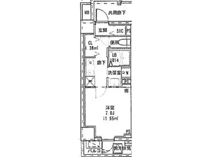 クレールフォンテーヌ(1K/7階)の間取り写真