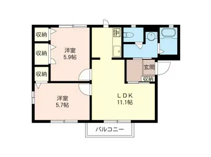 ヒルトップN(2LDK/2階)の間取り写真