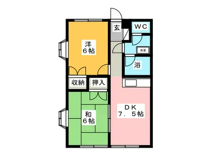 シャンブル本郷(2DK/1階)の間取り写真