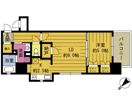 RJRプレシア大分駅前(1LDK/9階)の間取り写真