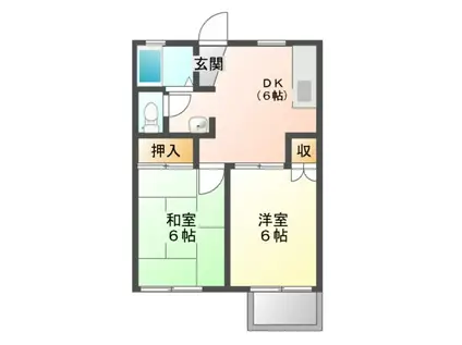 スパークシティ(2DK/1階)の間取り写真