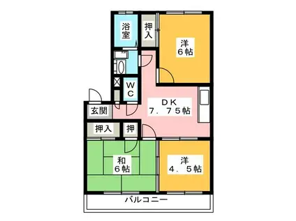 ローズガーデン(2LDK/3階)の間取り写真