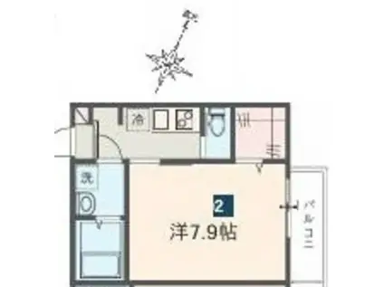 MELDIA原当麻II(1K/1階)の間取り写真