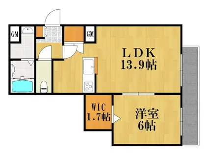 オリエンス(1LDK/1階)の間取り写真