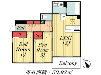ヨークトルヘイム(2LDK/1階)の間取り写真