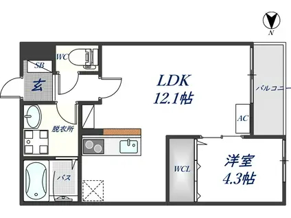 GARDEN HILL 瓢箪山(1LDK/3階)の間取り写真