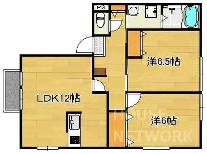 地下鉄烏丸線 北大路駅 バス乗車時間:10分 最寄りバス停で下車 徒歩4分 2階建 築17年(2LDK/2階)の間取り写真