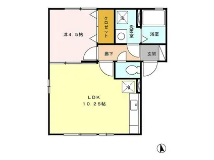 ウィンクルム(1LDK/1階)の間取り写真