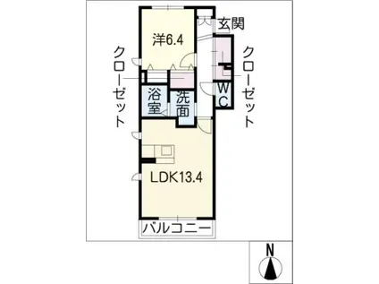 ALEGURIA雅 B(1LDK/2階)の間取り写真
