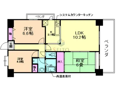 グランフォルク豊中(3LDK/7階)の間取り写真