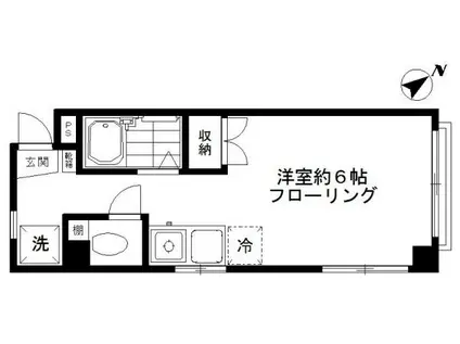 ハイツ北沢(ワンルーム/1階)の間取り写真