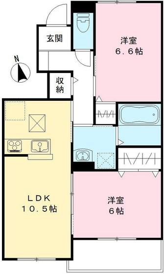 ユアメゾン益野B(2LDK/1階)の間取り写真