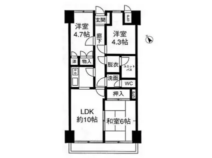 グランドール武戸野(3LDK/7階)の間取り写真