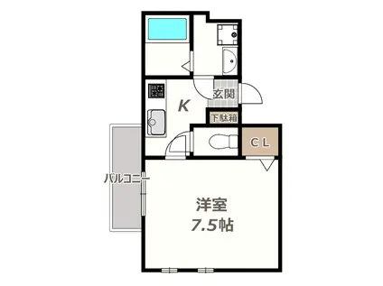 トレアールプレイス(1K/4階)の間取り写真