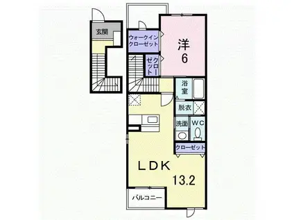 ドエルエバ-グリーンC(1LDK/2階)の間取り写真