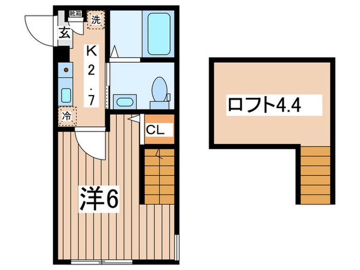 リベルテ相模原(1K/2階)の間取り写真