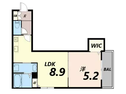 クリエオーレ神田中通II(1LDK/2階)の間取り写真