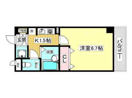 COLLECTION甲東園(1K/2階)の間取り写真