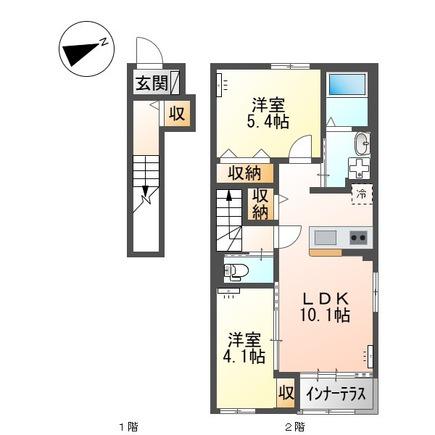ナバーナIII取手(2LDK/2階)の間取り写真