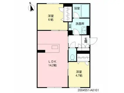 シャーメゾン VIOLETTA A(2LDK/1階)の間取り写真