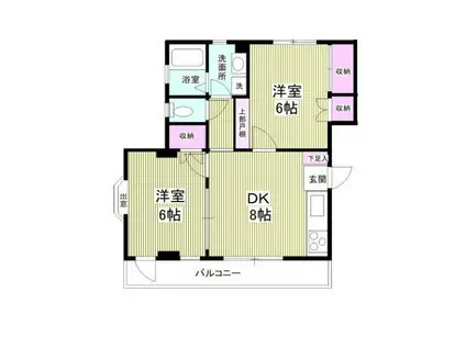 シャトー新所沢(2DK/2階)の間取り写真