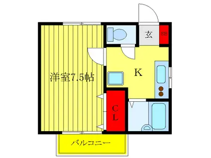 ベルコリン(1K/2階)の間取り写真