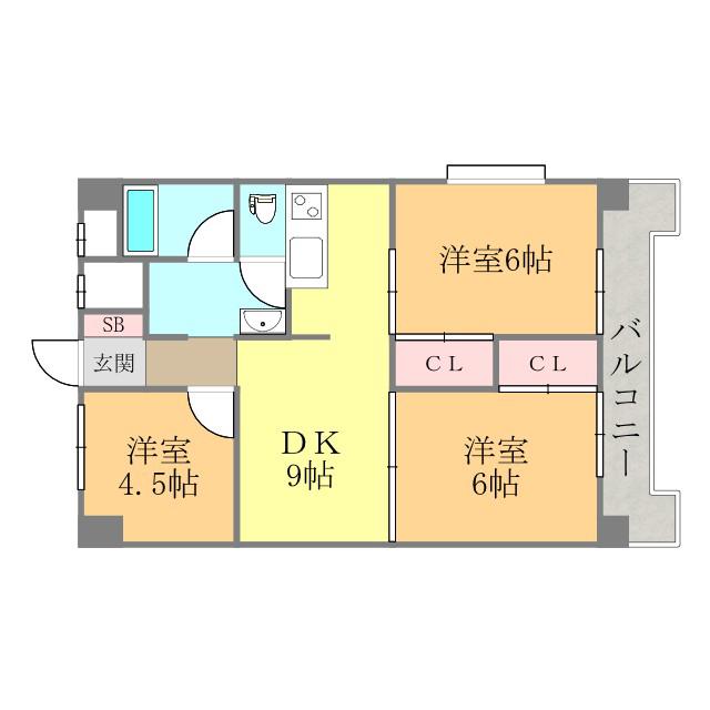 フェリオ市駅西I(3DK/10階)の間取り写真