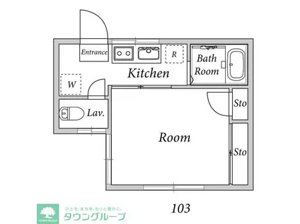 コーポカワノ(1K/2階)の間取り写真