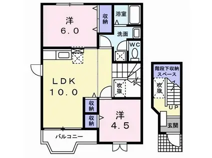 ボヌ-ルB(2LDK/2階)の間取り写真