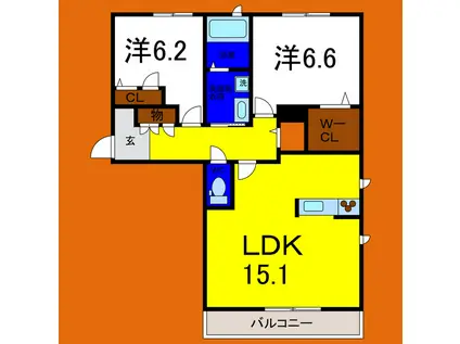 メゾンド・ホルト(2LDK/3階)の間取り写真
