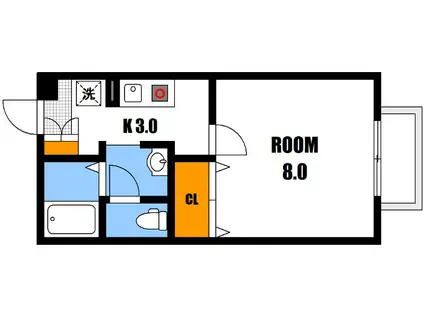 プレミールタキモト(1K/2階)の間取り写真