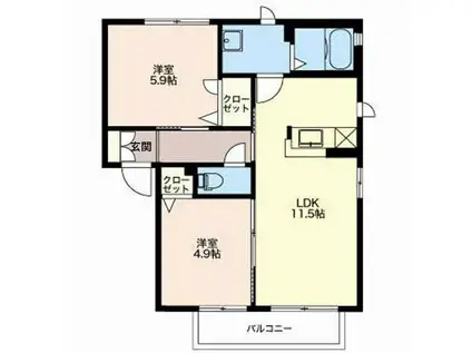 セントレアB棟(2LDK/2階)の間取り写真