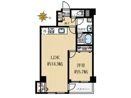 白山エクセルハイム(1LDK/6階)の間取り写真