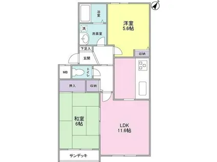 メイプルコート江田(2LDK/1階)の間取り写真