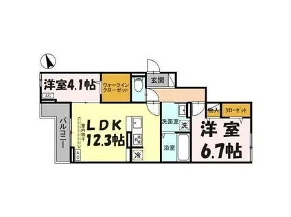 Dアヴァンス赤山町(2LDK/3階)の間取り写真