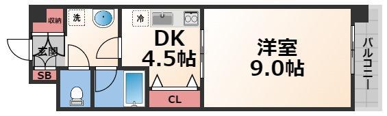 サンオークスマンション(1DK/2階)の間取り写真