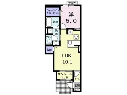 プルミエールI(1LDK/1階)の間取り写真