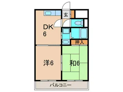 ド・ウェル瑞穂(2DK/2階)の間取り写真